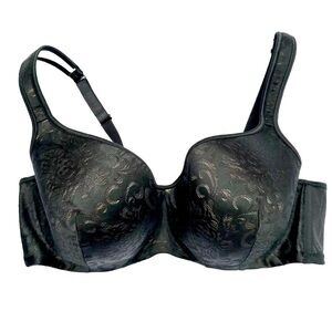Cacique Bra 42D Black Lightly Lined Full Coverage Front Closure Laced
